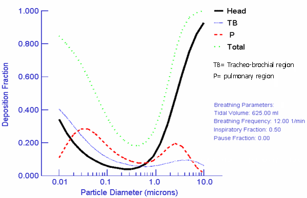 Non-monotonic relationships of particle deposition as function of diameter in a healthy adult